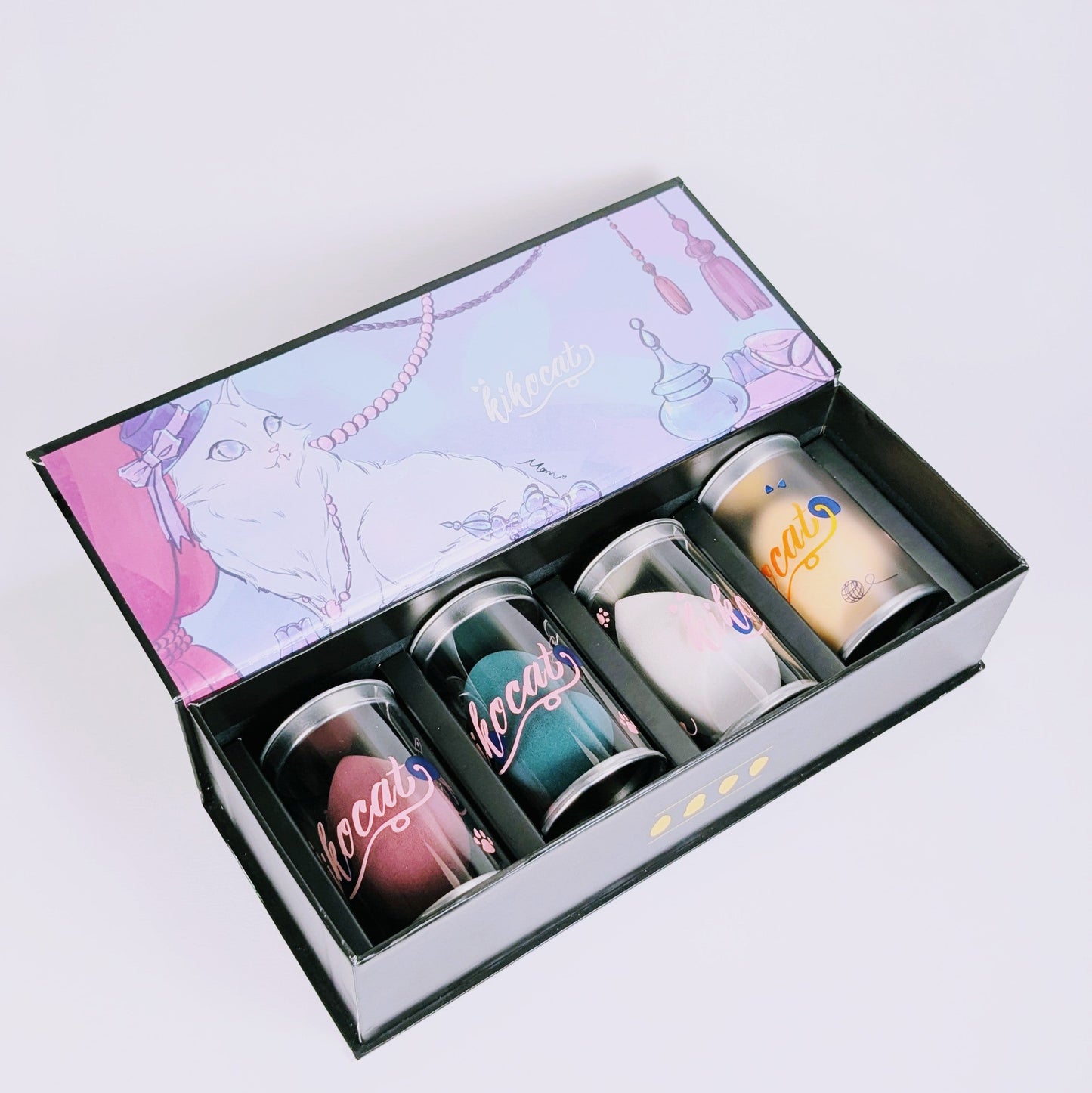Gift Packing Luxury Velvet Makeup Puff Set โ FREE 2 Eyeshadows | Premium Packaging ๐