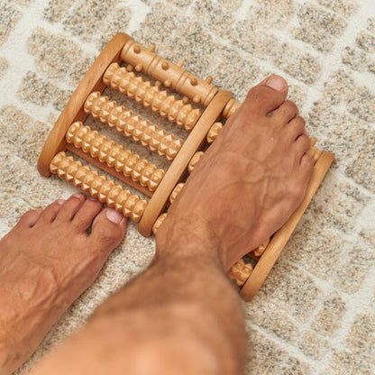Foot Massage, Wooden Roller Massager Reflexology Foot Therapy